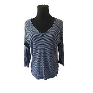 Chaps blue stripes long sleeve cotton top size L